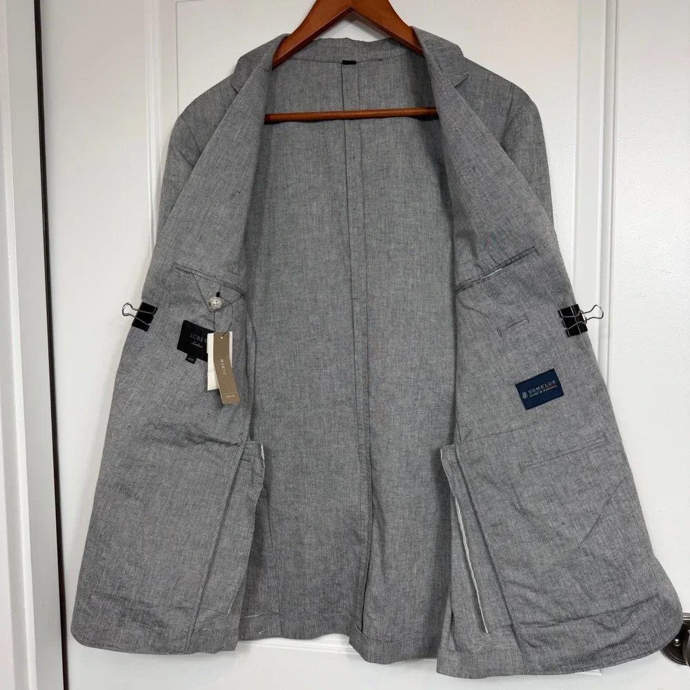 J.Crew Ludlow Suit Mens 40R 32x32 Gray Cotton Linen Somelos 2 Piece NWT